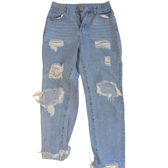 SHEIN Light Blue Distressed Boyfriend Jeans - Picture 1 of 5